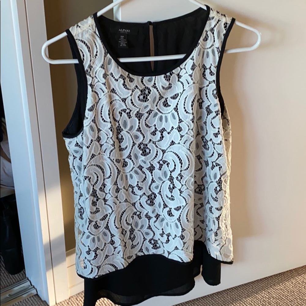 Women’s Alfani Lace Over Crepe Top